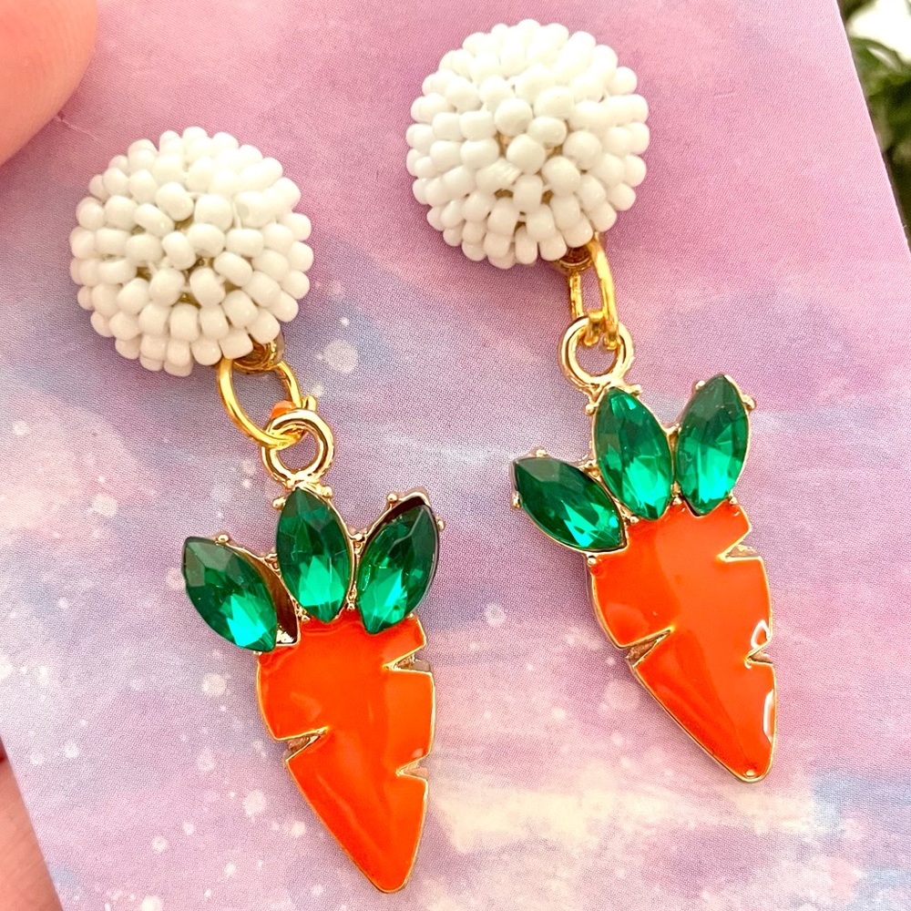 Gemstone Carrot Dangle Earrings